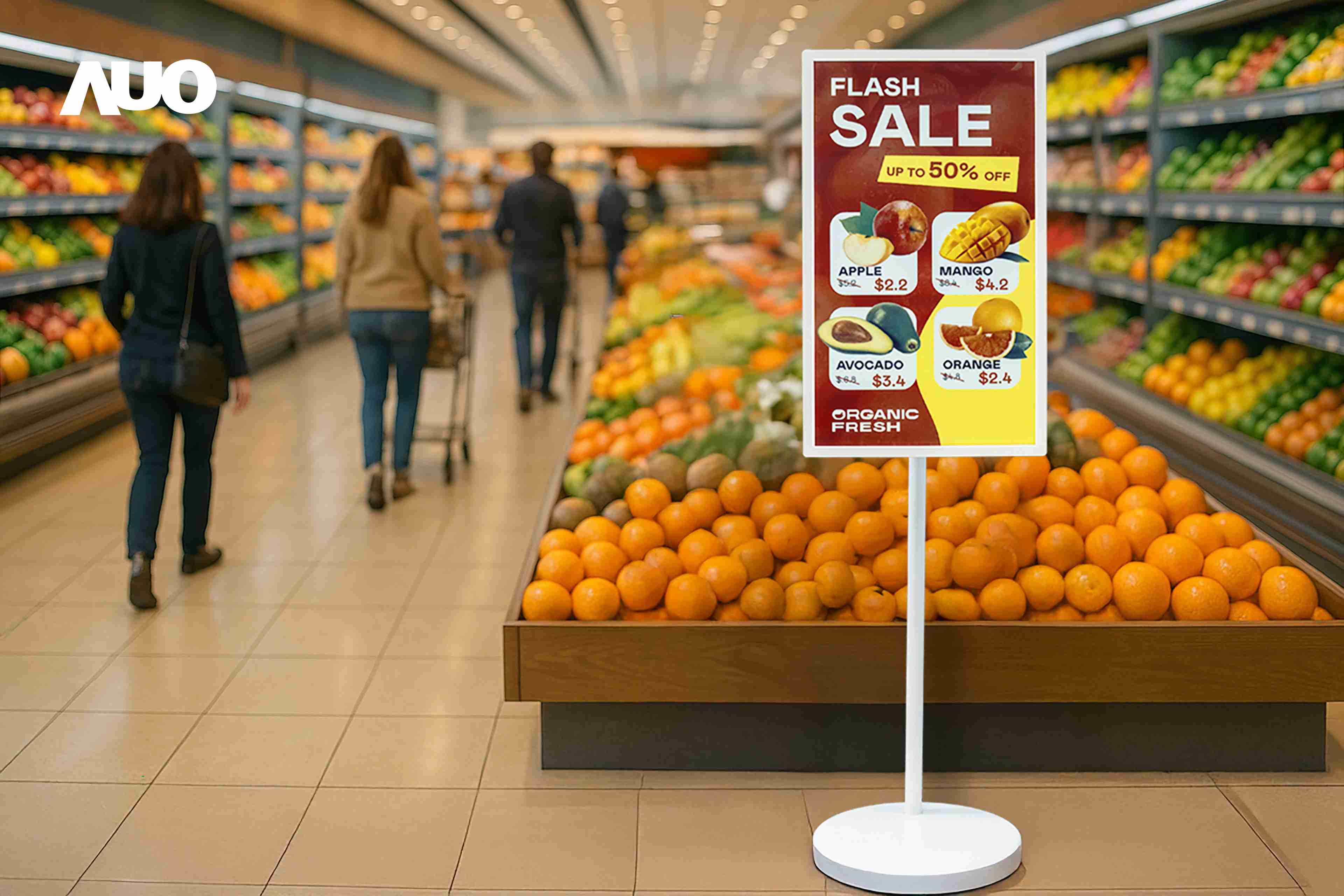 达擎首亮相低功耗、、、、全彩的〝aecoPost电子纸解决方案〞，，，，仅在更新画面时需要微量的电力驱动，，无需布建电线的便捷设计，，使其可灵活应用、、、随意置放，，并可透过云端或行动装置app，，轻松管理及排程广告内容，，，，晋升店头营销利器。。。。